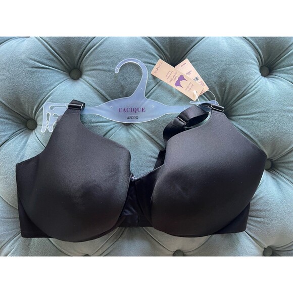 NWT Cacique 42F 42 DDD Black Bra Back Smoother womens - Picture 1 of 4